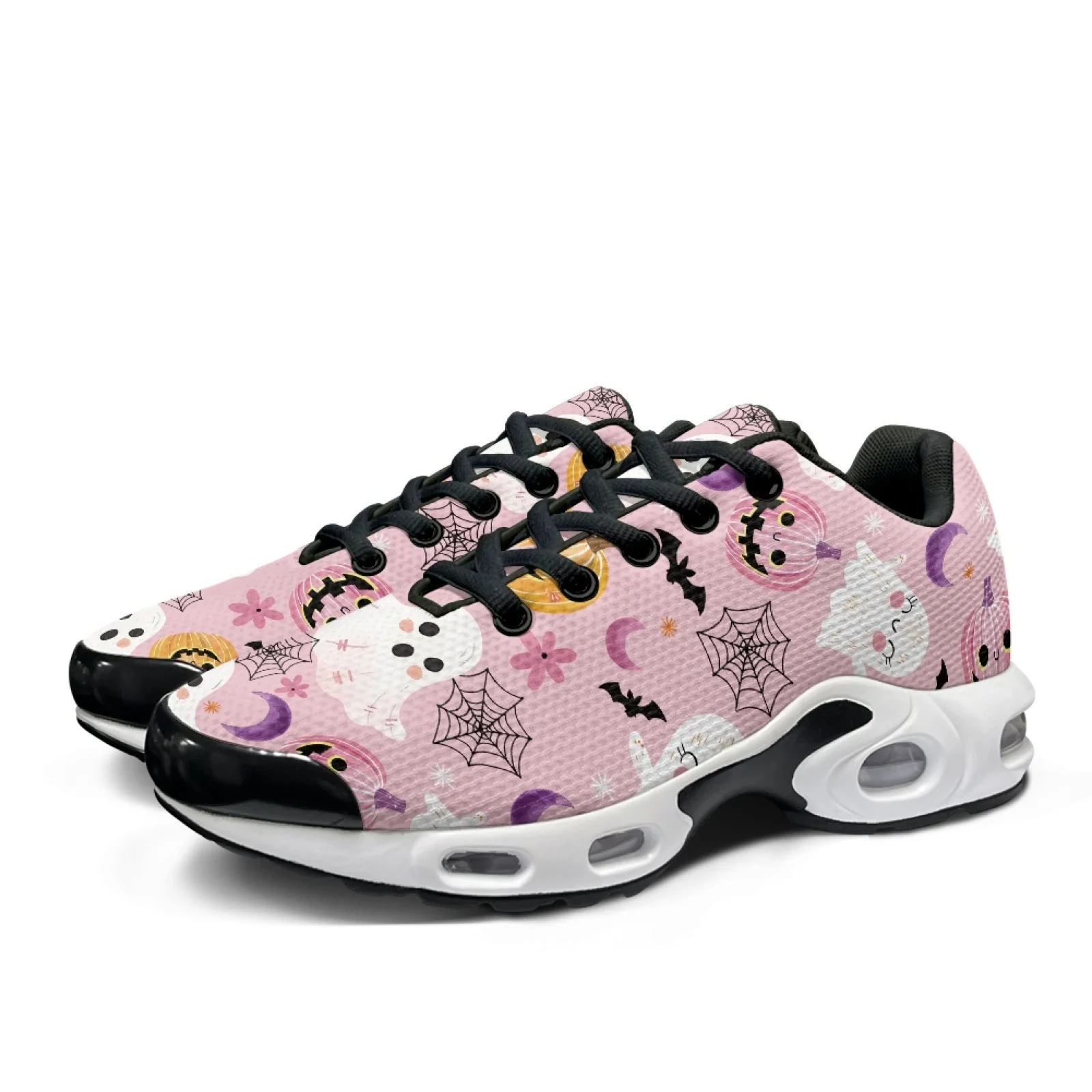PENSTROLL Pumpkin Ghost Pattern Non Slip Breathable Tennis Fashion Sneakers Tennis Basketball Shoes for Men Gym Casual