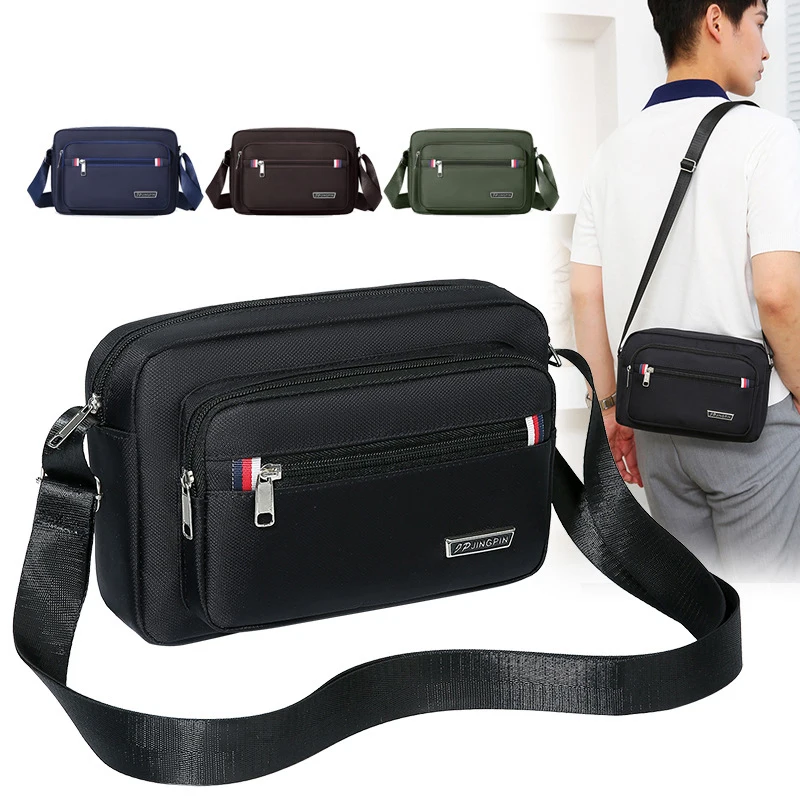 Men's Shoulder Bag Nylon Bag Leather Pattern Lots Of Zippers Very Good Work Simple Spring Fashion Very Popular Now