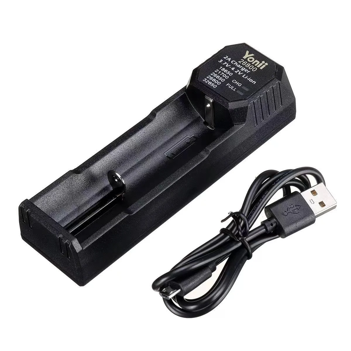 Yonii 26800 Battery Charger 2slot for 3.7-4.2V Li-ion 18650 21700 26650 32650 Rechargeable Flashlight Battery Type-C Charging