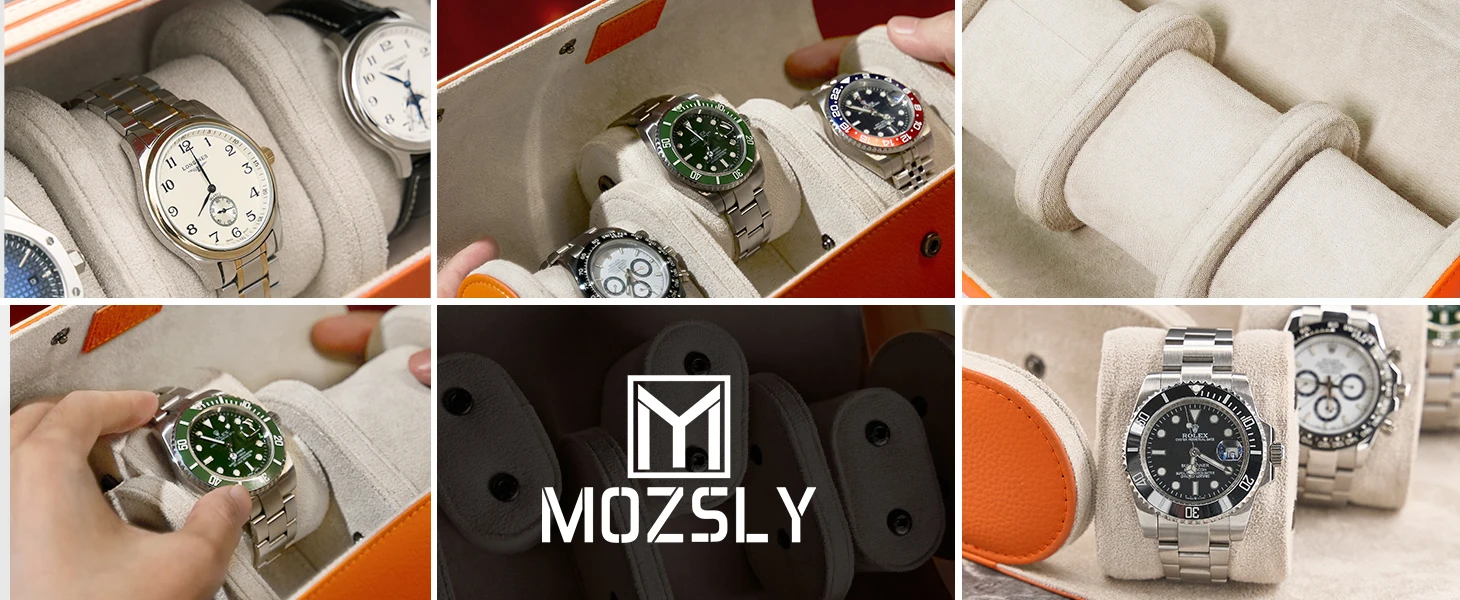 

Travel portable watch scroll storage box (suitable for 3 watches) lychee pattern orange retro pattern watch storage box