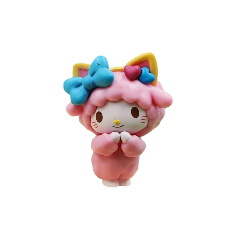 Figura de Anime Kawai My Melody Kuromi Cosplay Zoo Series, muñeca de oveja KT Cat Pochacco, decoración de pastel de cumpleaños DIY, regalo de adorno