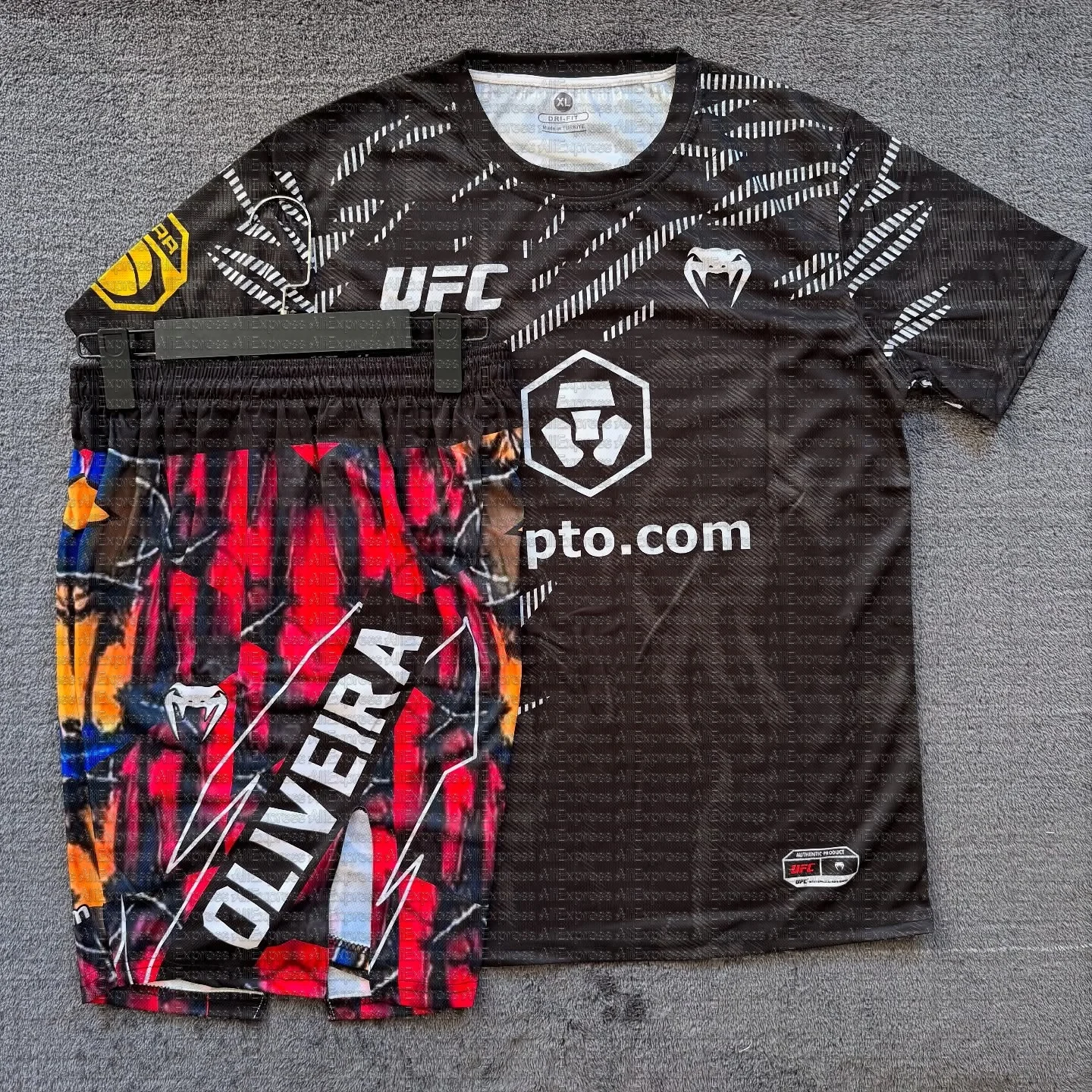 

Charles Oliveira Men's UFC Boxing Training Set Breathable Speed Dry Jersey Shorts for Wrestling Running Sweat Absorbing Fitness