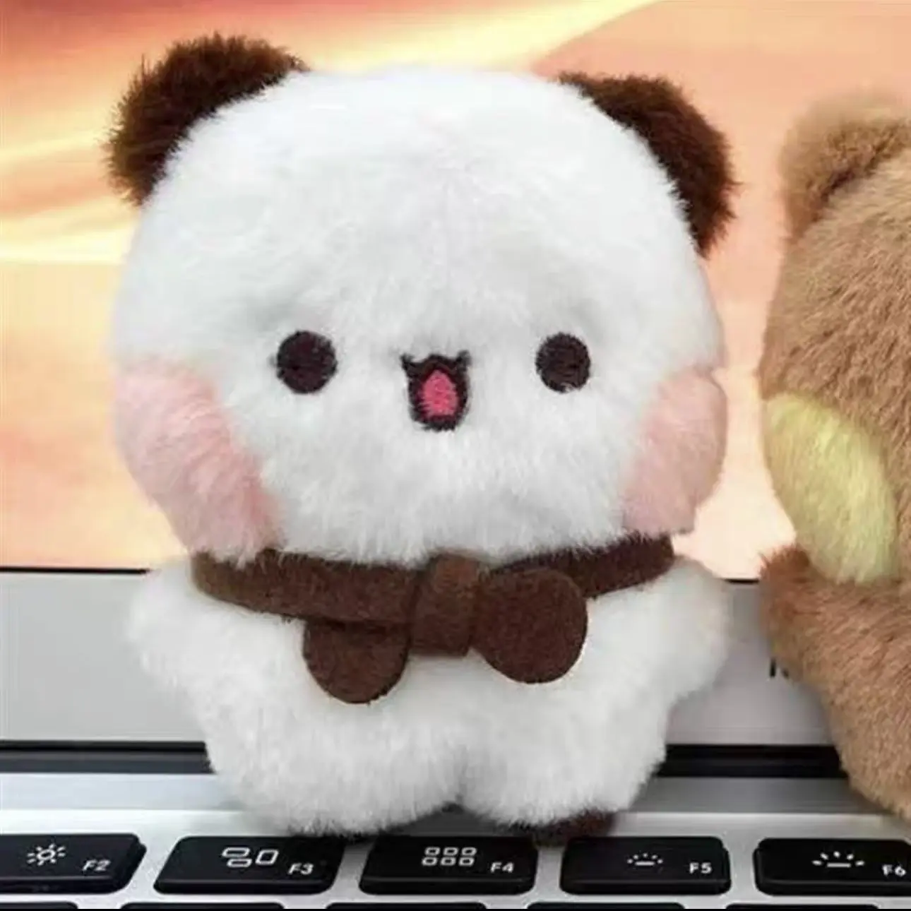 Cartoon Panda Bubu and Yier Keychain Pendant Dolls Cute Panda Bear Doll Keyring Handbag Decor Accessories Couple Gifts image 4