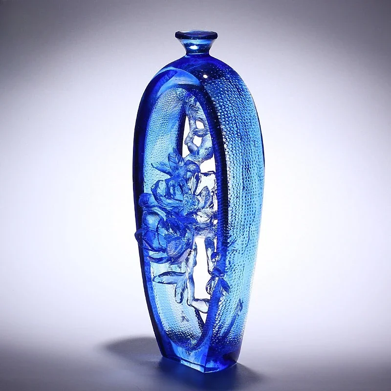 عمل فني مزجج مزهرية ماغنوليا زخرفة كريستال غرفة المعيشة مدخل خزانة الجدول الديكور هووسورمينغ هدية حروف