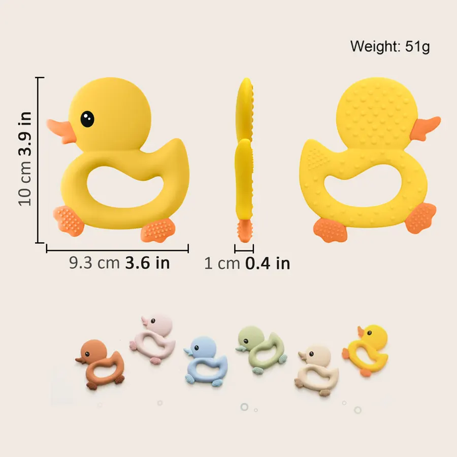 1 pz Baby massaggiagengive giocattoli Cartoon Duck massaggiagengive in Silicone per bambino BPA Free dentizione giocattoli da masticare morbido