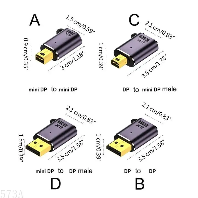 573A Mini DisplayPort Adapter Support 8K60Hz 7680x4320p