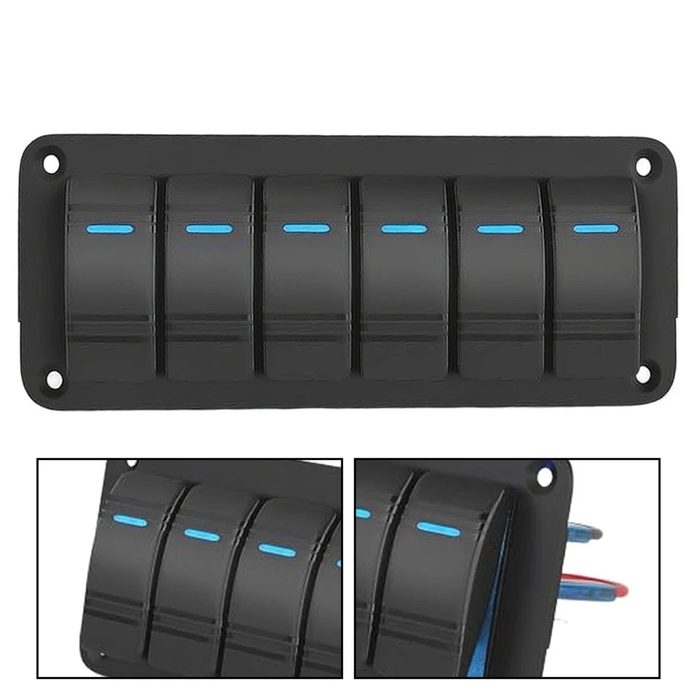 For Outdoor Driving Waterproof Switch Panel 6 Gang Rocker Switch Panel LED Indicator Switch Straightforward Install