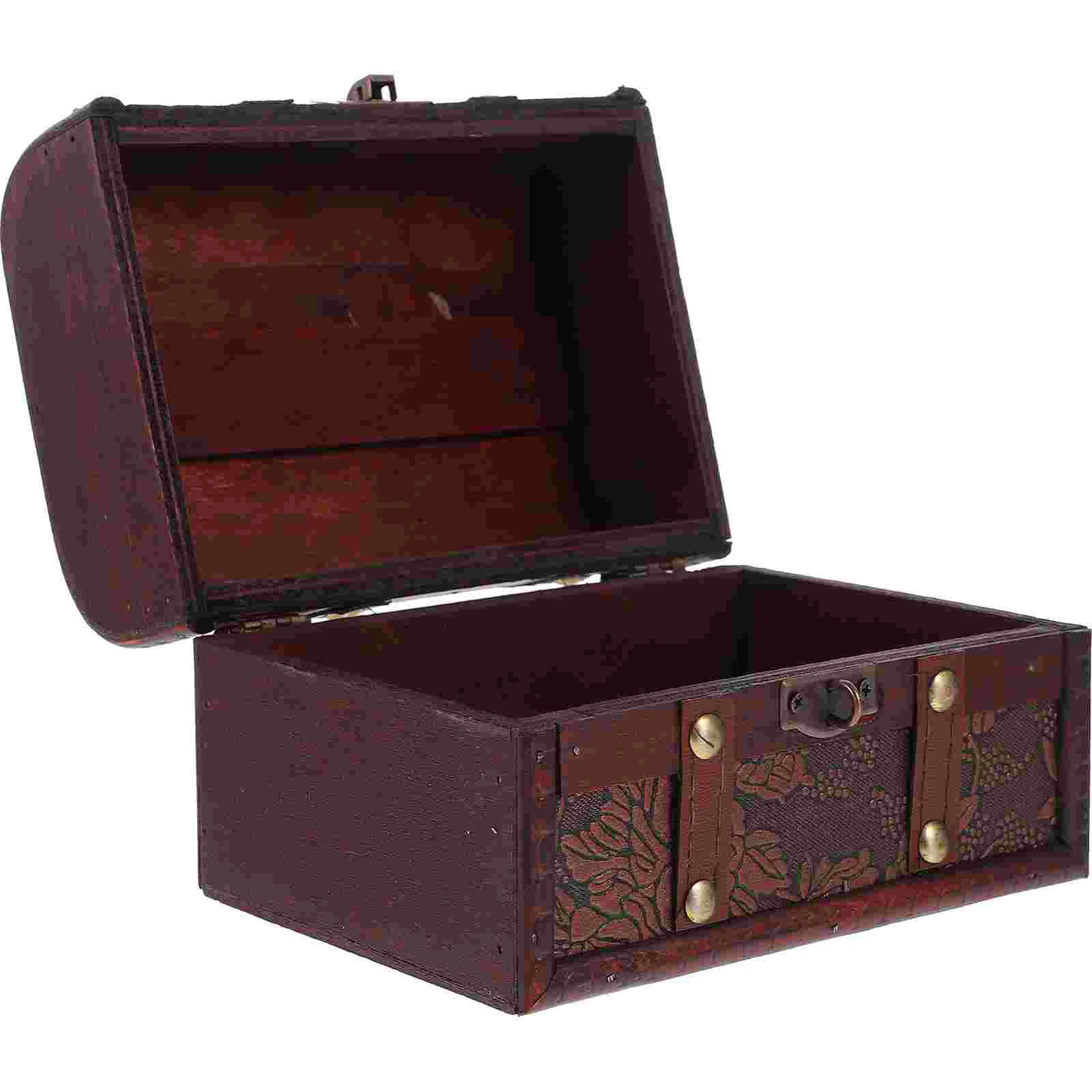 Jewelry Organizer Box Pirate Treasure Chest Storage Holder Wooden Case Accessories Trinket