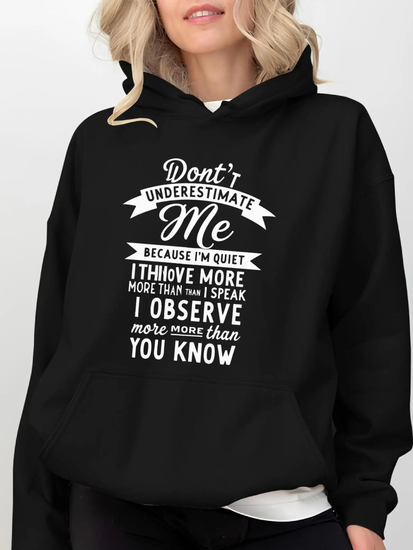 

1 Women's Inspirational "Don't Underestimate Me" Hoodie - Tropical Print Loose Version Long Sleeve Pullover, Durable Breathable
