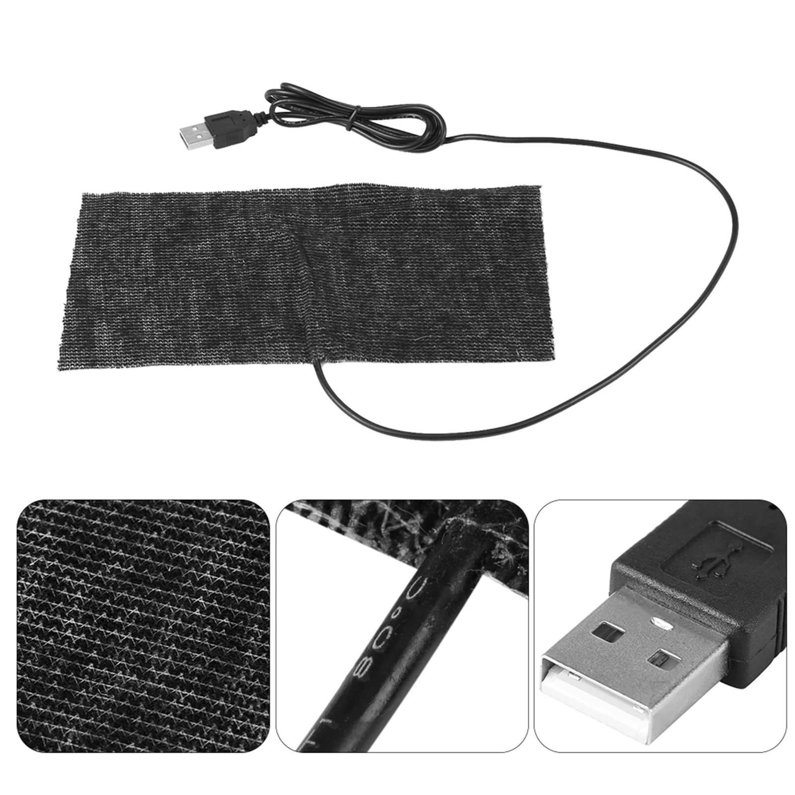 Tapis de souris en fibre de carbone avec chauffage électrique USB, tapis de souris chaud, couverture chaude, polymères chauffants, chauffage au gril, noir, 5V, 20x10cm