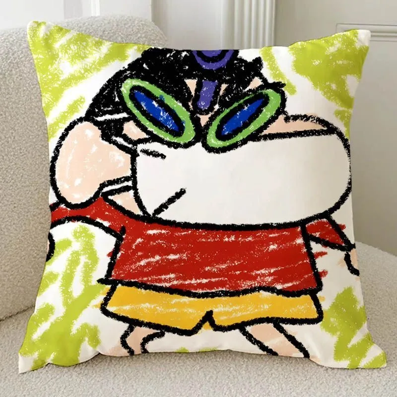 Crayon Shin - chan Funda de almohada de dibujos animados, linda funda de cojín de personaje de anime para decoración del hogar