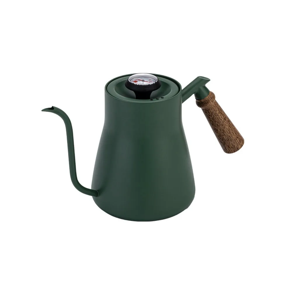 Stainless Steel Goose Neck Coffee Pot Drip Port Wooden Handle Long Narrow Drip Carafe Anti-scald Scale Hand Brewing Kettle