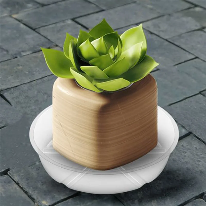 ABMH-8 Pack Clear Plant Saucer 12 Inch Plastic Plant Saucers Durable Thicker Plant Tray Flower Pot For Indoor Outdoor Garden
