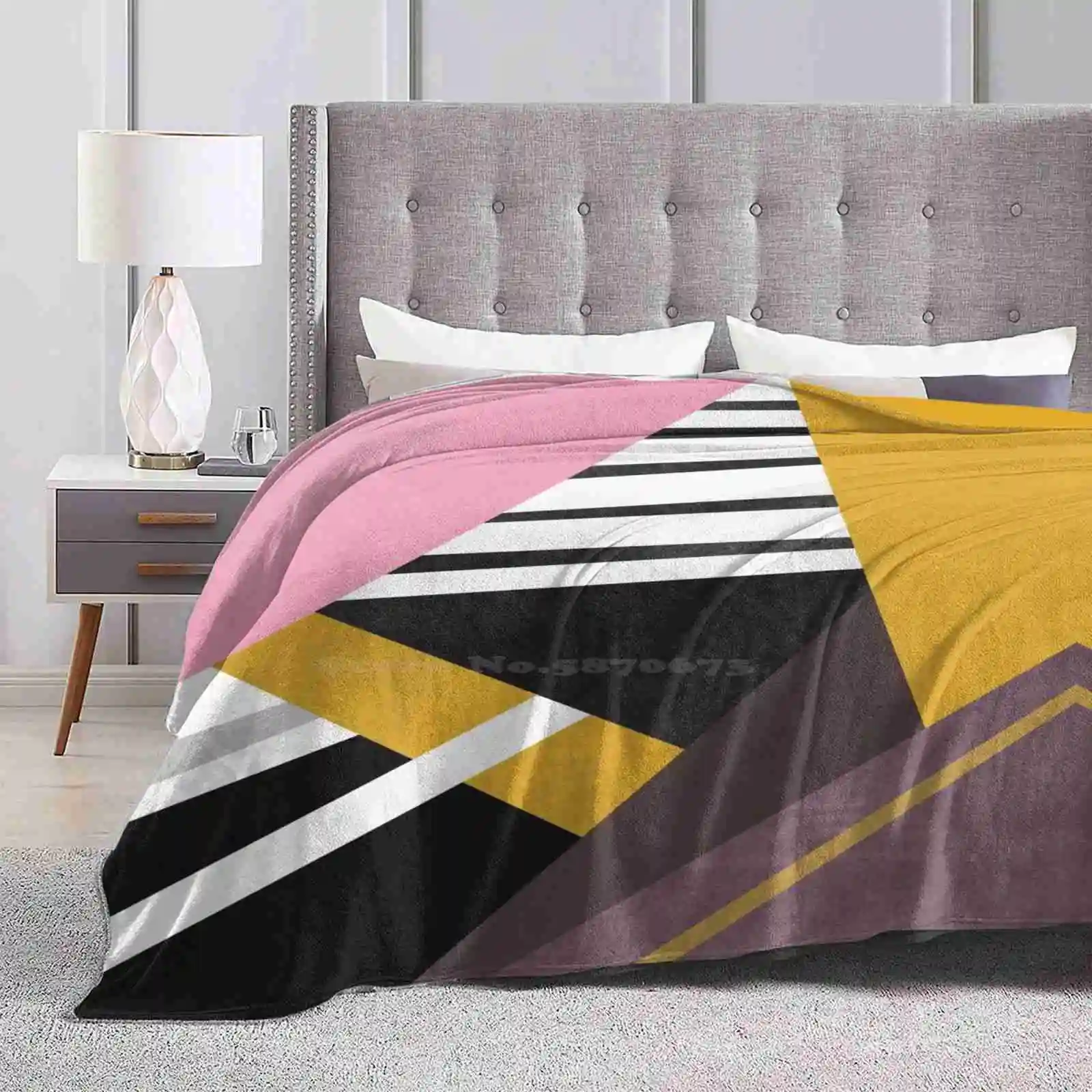 

Graphic Combination Soft Warm Light Thin Blanket Graphic Abstract Pattern Geometric Geometry Stripes Modern Minimal