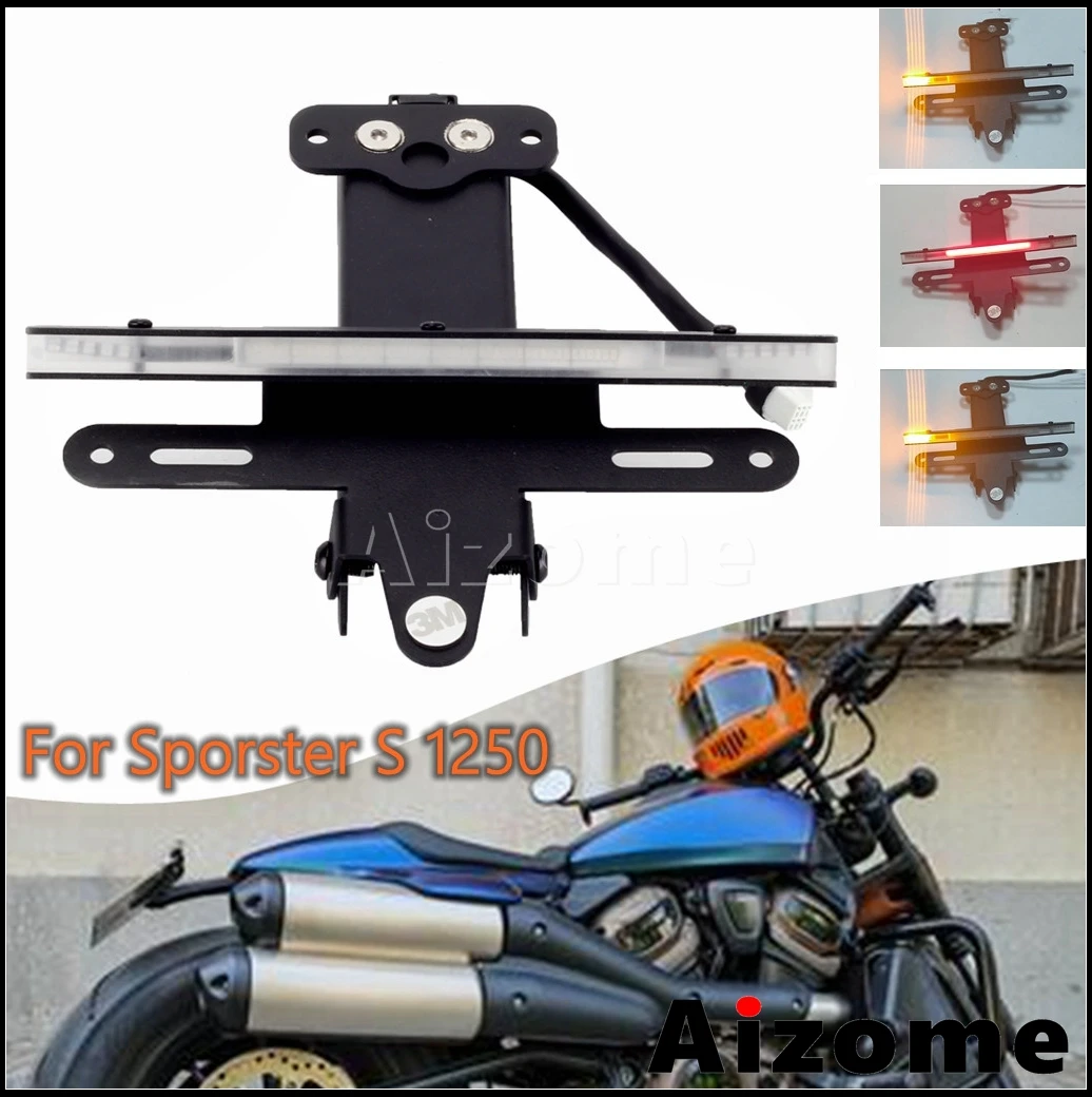 1 Set Motorcycle Rear Fender Eliminator License Plate Bracket LED Brake Tail Light For Harley Sportster S 1250 RH1250S 2021 2022