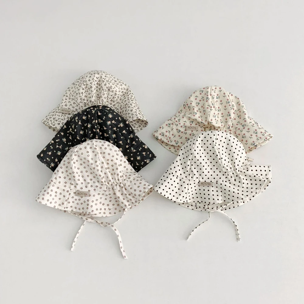 

Autumn Spring Baby Fisherman Hats Floral Pattern Kids Boys Girls Cotton Sun Hat Children Bucket Caps