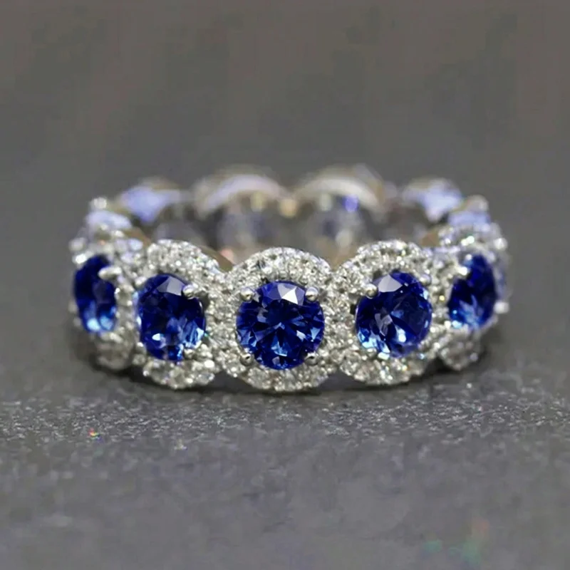 Huitan Funkelnde Zirkonia Versprechen Ringe für Frauen Hochzeit Verlobung Bands Silber Farbe Neue Moderne Mode Weibliche Schmuck – Detail 11