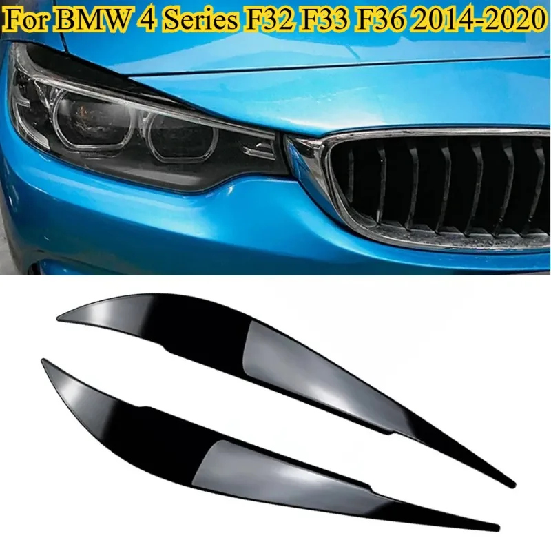 

2PCS Glossy Black Car Head Light Lamp Eyebrow Eyelid Cover Trim for BMW 4 Series F32 F33 F36 2014 2015 2016 2017 2018 2019 2020