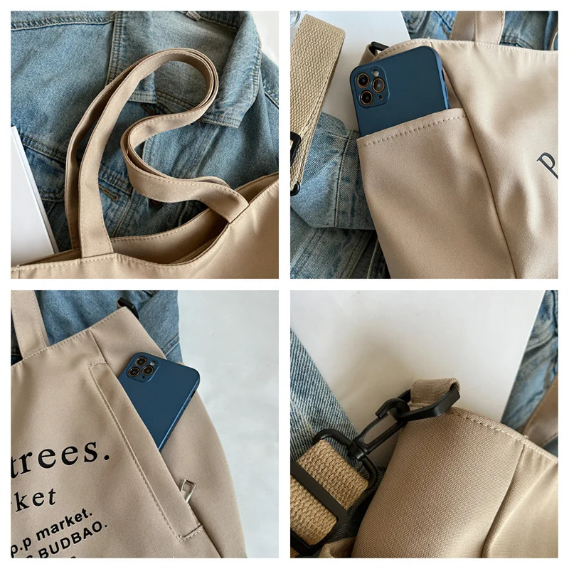 Women's Fashion Versatile Canvas Shoulder Bags Female Simplicity Handbags Large-capacity Commute Ladies Leisure Crossbody Bags