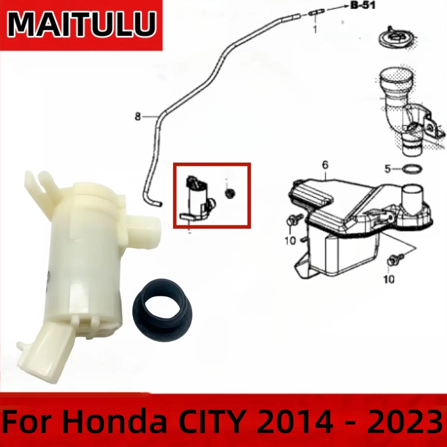 76806-SYP-N02 For Honda For honda CITY 2015-2020 With Grommet Windshield Washer Pump 76806SYPN02