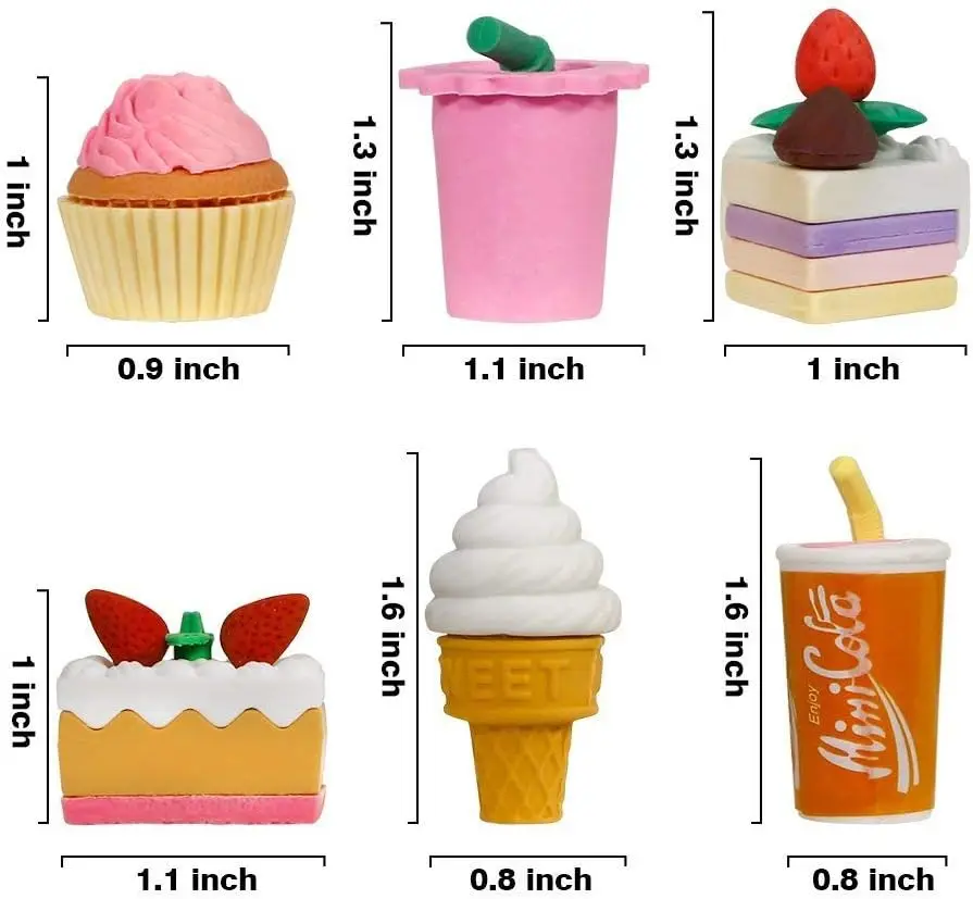 30 PCS DIY Detachable Combinable Eraser Food Shaped Eraser | Cute Cartoon Design Clean Low Dust Erasers for Students School