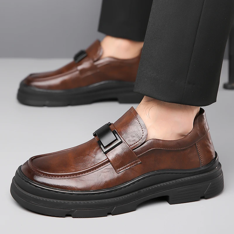 

Men's Classic Brown/Black Oxford Shoes Fashion Men's Spring Comfortable Genuine Leather Business Casual Work Small Leather Shoes