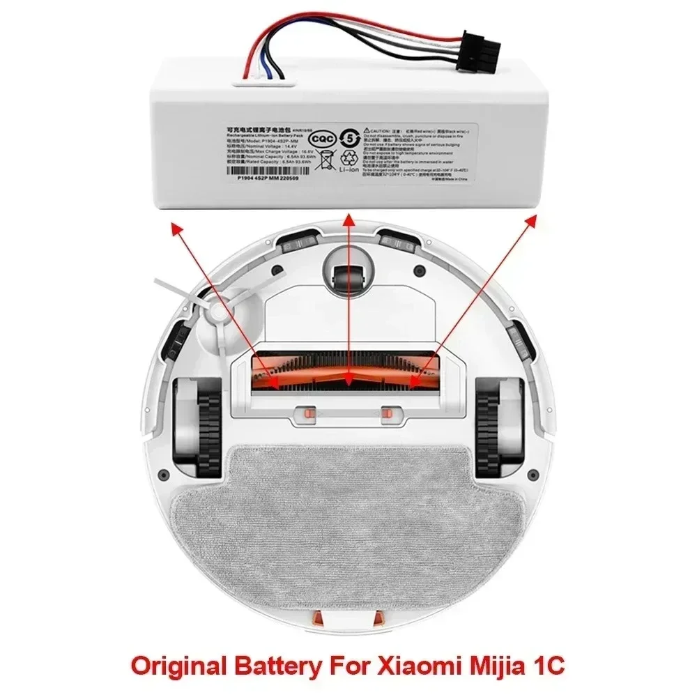 NEW 14.4V 12800Mah P1904-4S1P-MM Battery For Xiaomi Mijia 1C STYTJ01ZHM Robot Vacuum Mop Cleaner Accessories Parts original