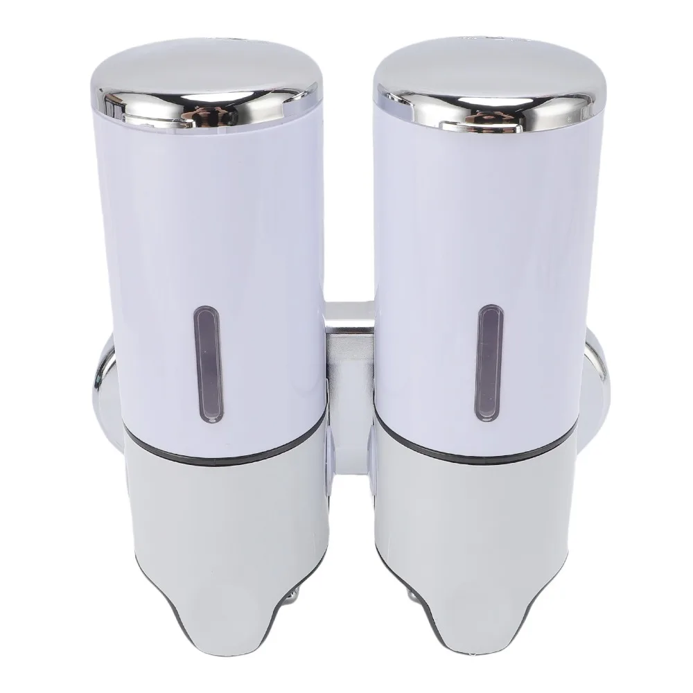 ABS Wall Mount Soap Dispenser 1000ml Capacity White Black Transparent Shampoo Conditioner Dispenser 2 in 1 Chamber