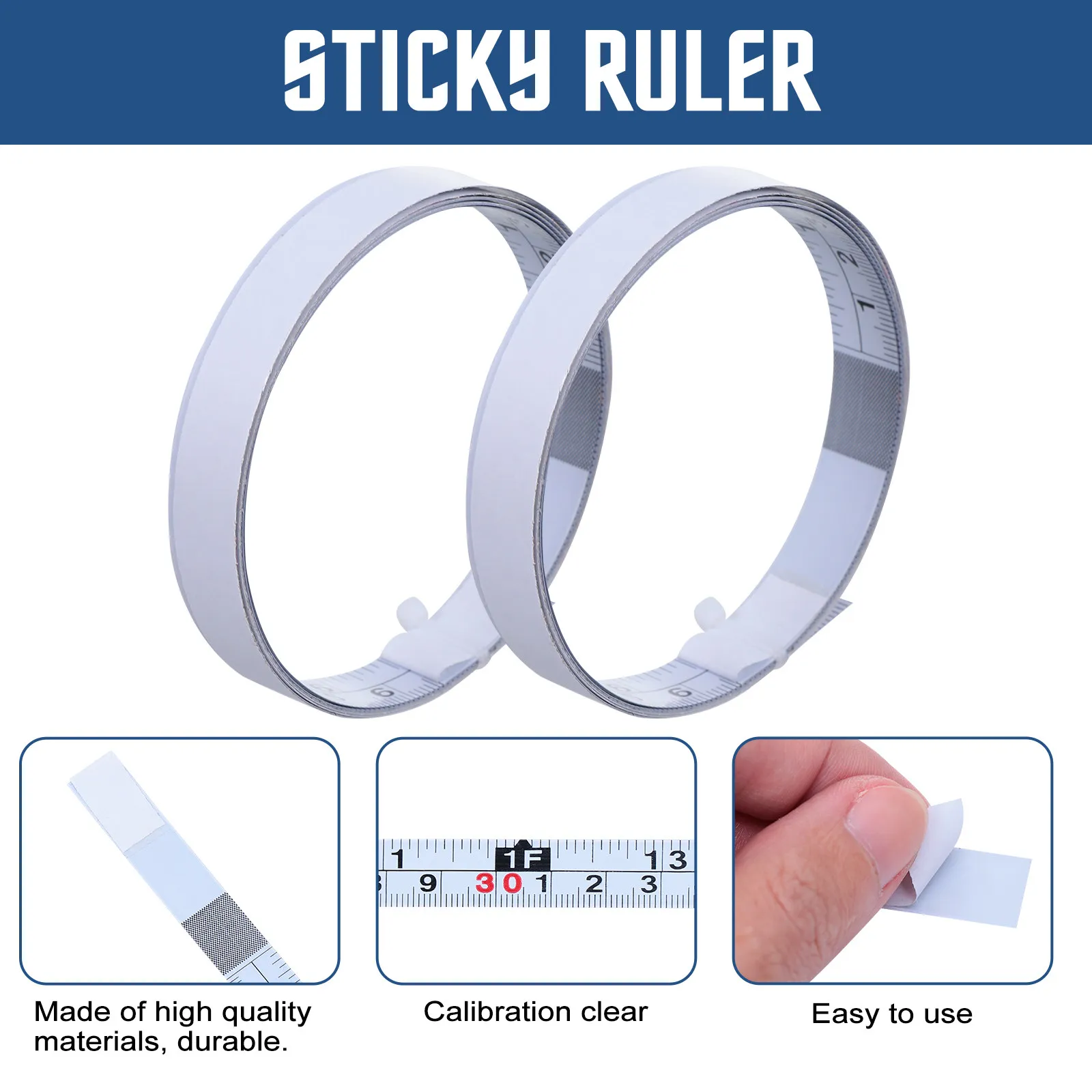 4Pcs Carbon Steel Sticky Ruler Self-Adhesive Measuring Tool for Woodworkbench Sawing Machines Clear Printed Scale Durable Use