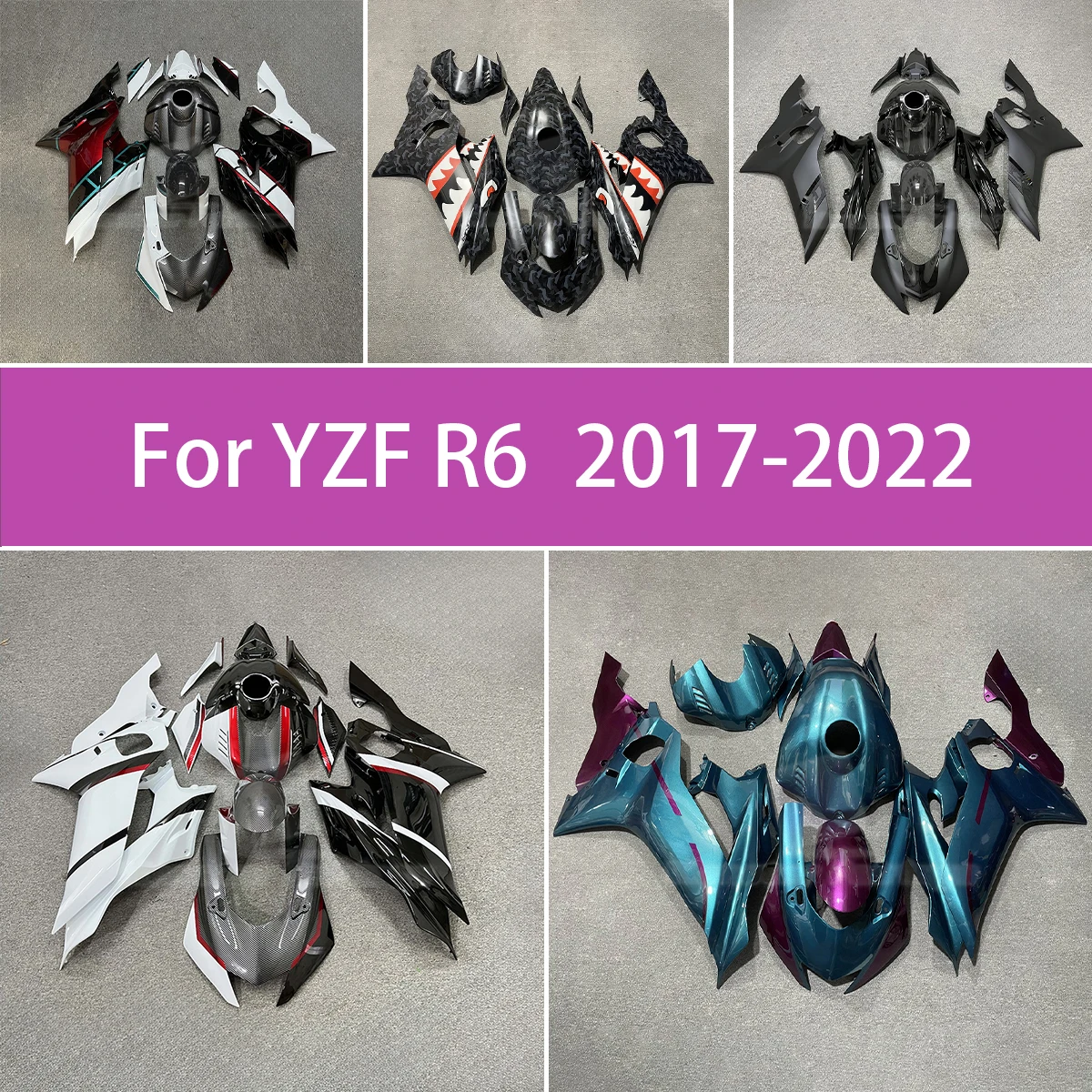 

Обтекатели для Yamaha YZF-R6 2017-2022 гг., камуфляжная акула, комплект обтекателей из АБС-пластика, кузов, цвет углеродного волокна 17-22 YZF R6