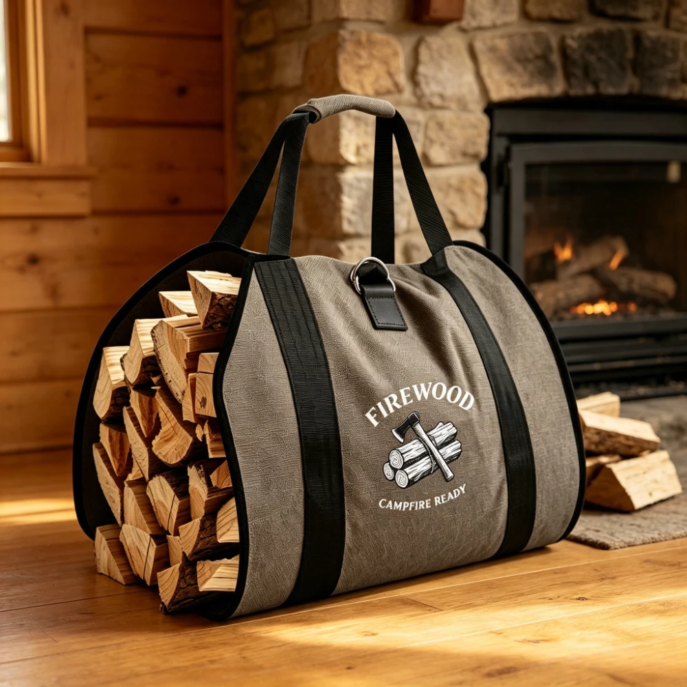 Heavy-Duty Portable Firewood Storage Bag, Log Carrying Bag, Transport Bag—Ideal for Fireplaces, Camping, and Outdoor Activities