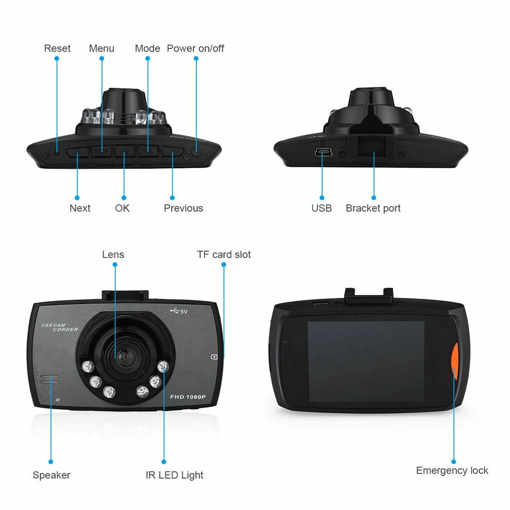 G30 Car DVR Camera 2.4\'\' Full HD 1080P 140° Dashcam with Night Vision G-Sensor Car Recorder Vehicle Dashboard Camera