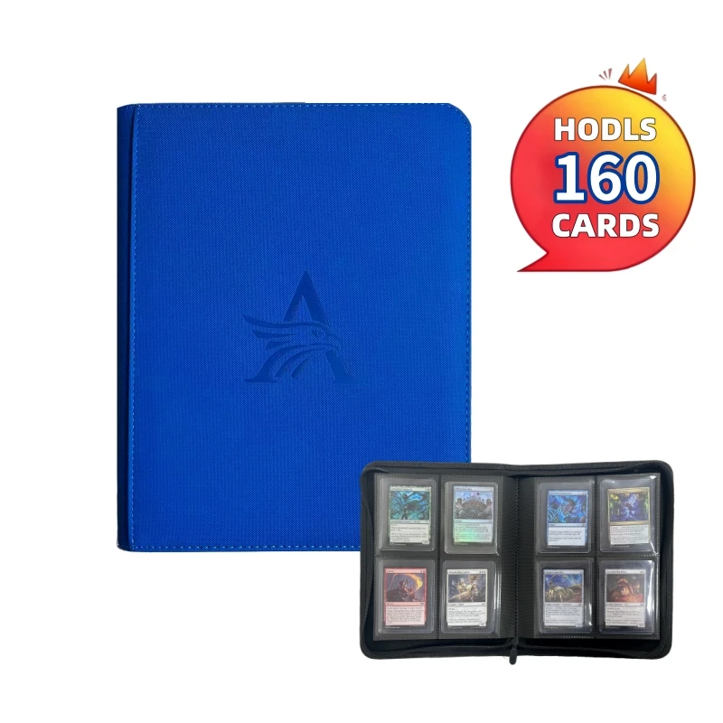 Toploader-binder met 4 zakken, bovenladerbinder voor kaarten, geschikt voor 160, kaartmappen voor ruilkaarten of sportkaarten in 3 x 4''