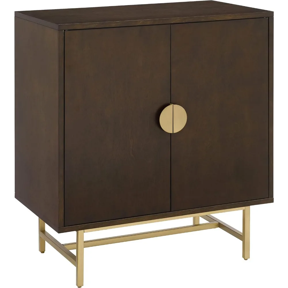 

Blair Bar Cabinet with Storage Shelves and Wine Rack, Dark Brown/Gold