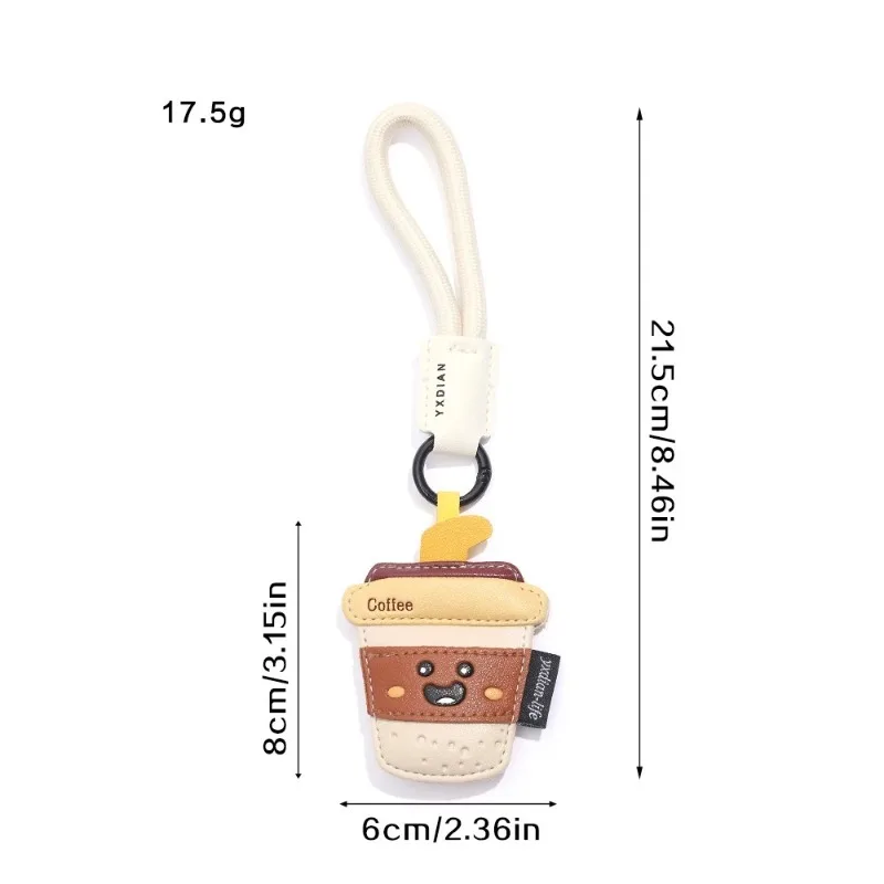 Creative Cartoon Leather Snacks Keychain Cute French Fries Coffee Ice Cream Couple Bag Pendant