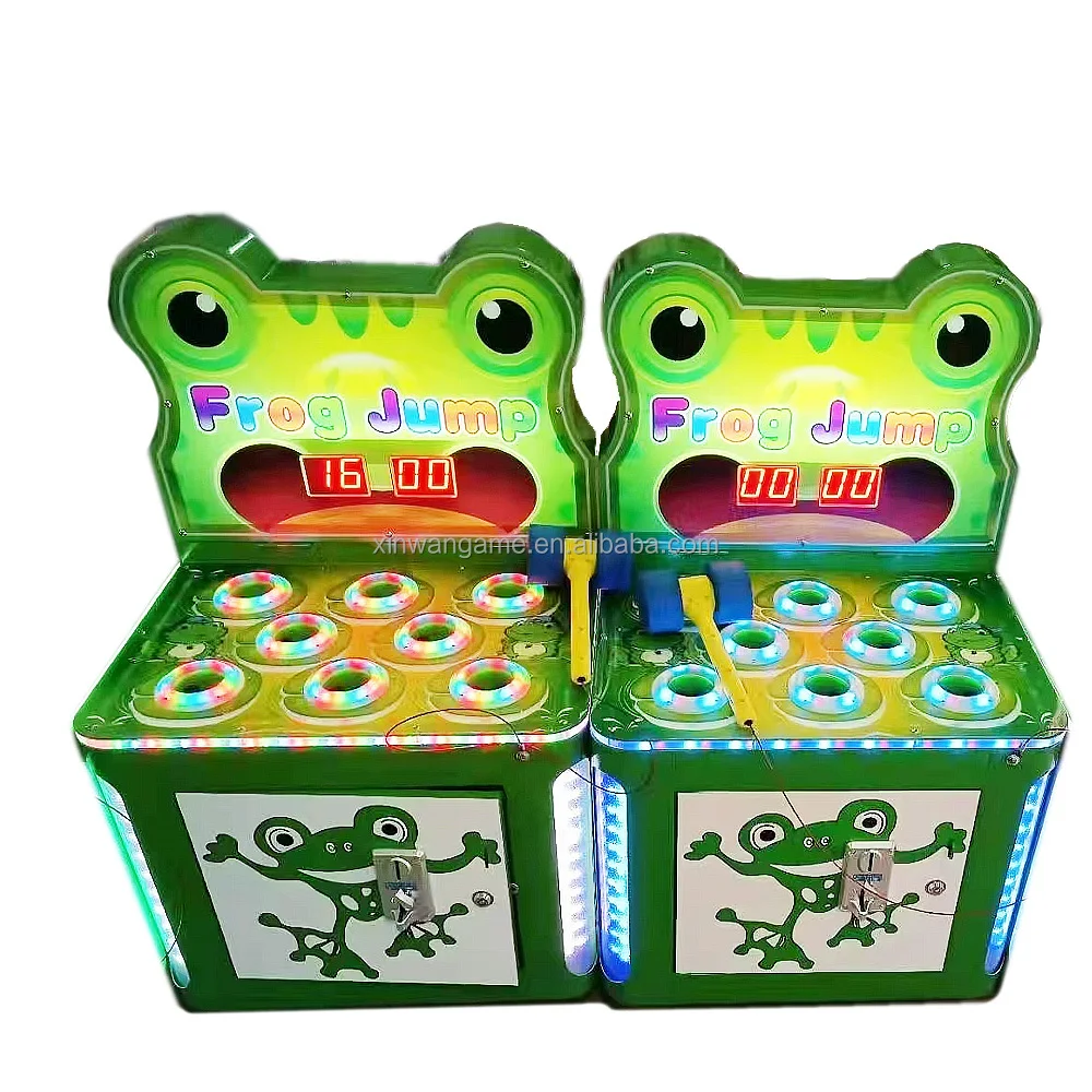 Coin Operated Whack A Mole Toy Arcade Game Machine Kids Hitting Hammer Ticket Redemption Frog Jump With Ticket Redemption