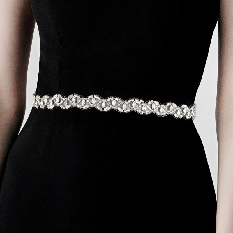 Elegant Waistband Princess Crystal Hand Beading Luxurious for Pageant Prom Party Shows Rhinestones for Evening Dress