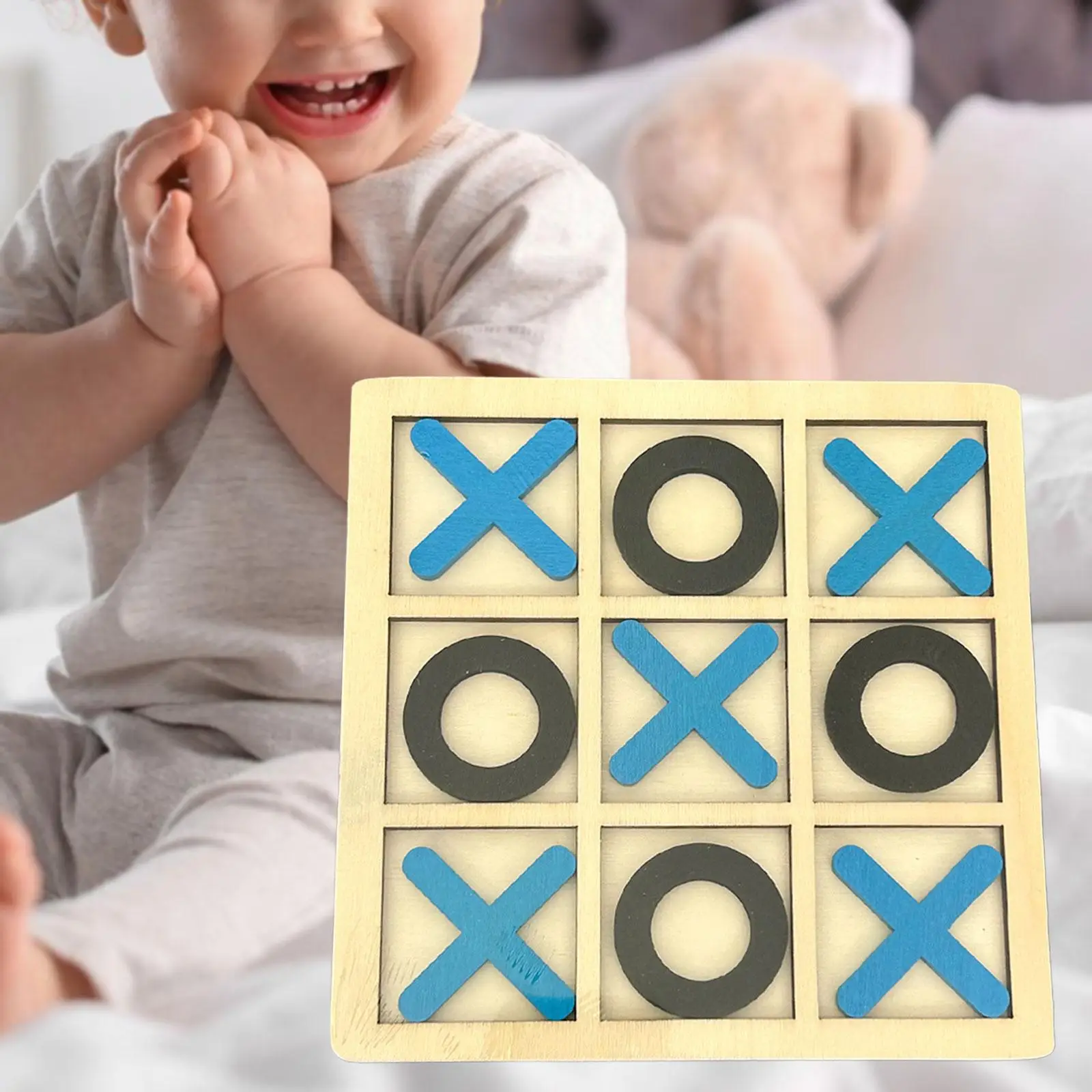 Tic TAC Toe Games Quebra-cabeça, Puzzles De Madeira, Decoração De Mesa De Café, Exterior E Interior, Adultos e Crianças, Presentes De Férias