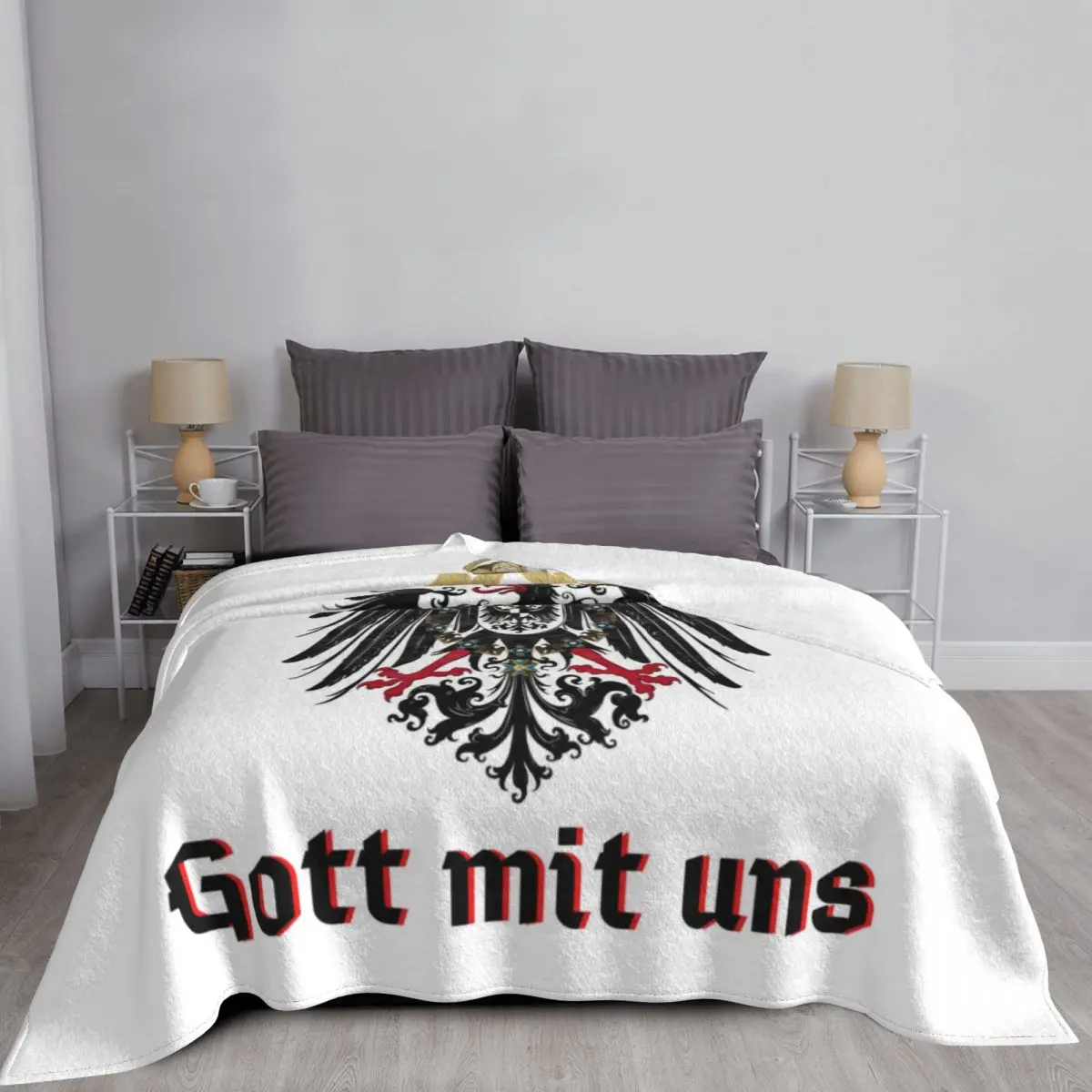 God With Us Blankets Plaid Warm Flannel Coat Of Arms Of The German Empire Flag Throw Blanket for Car Bedding Couch Quilt