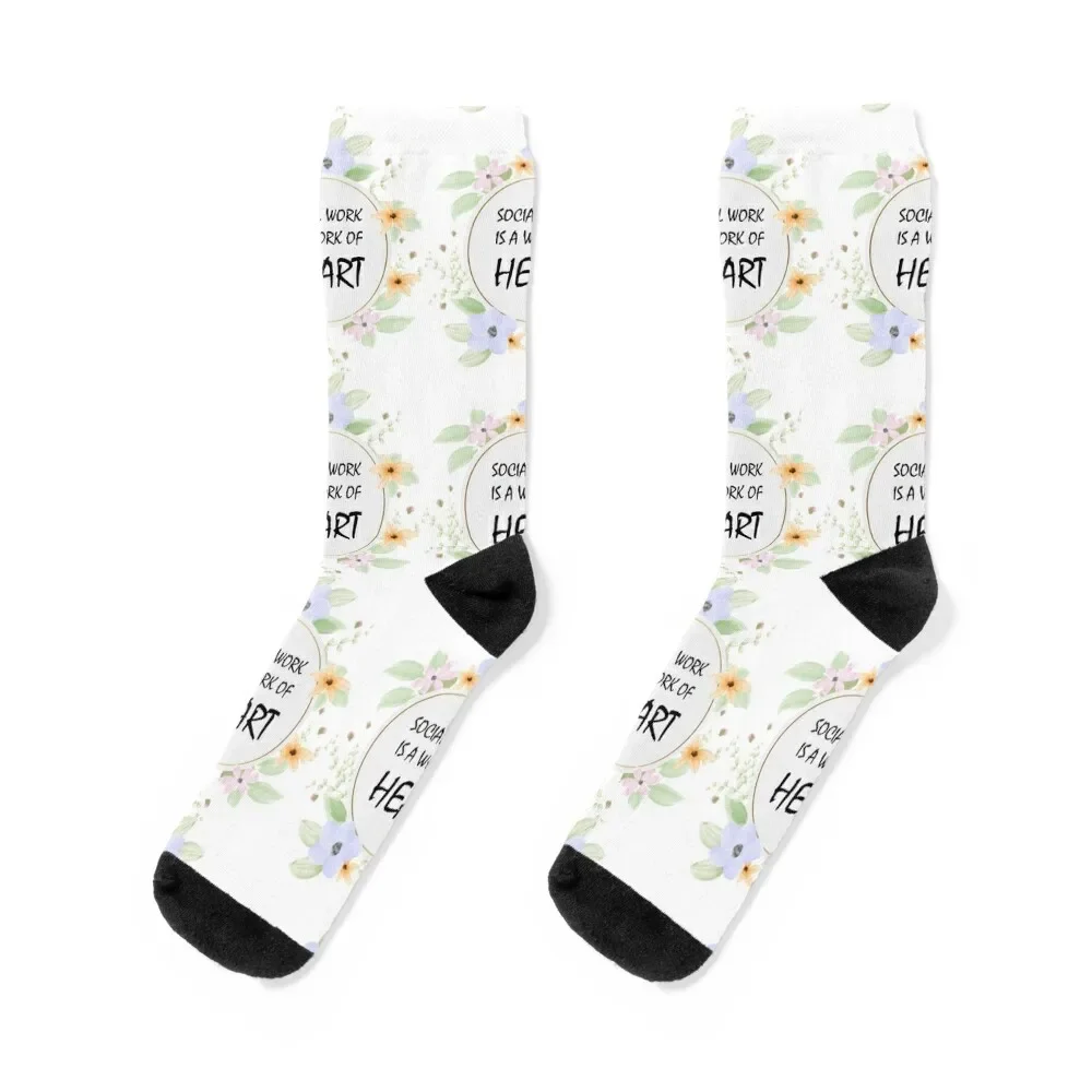 

Social Work Is A Work Of Heart Socks new year floral christmas gift hiking Women Socks Men's