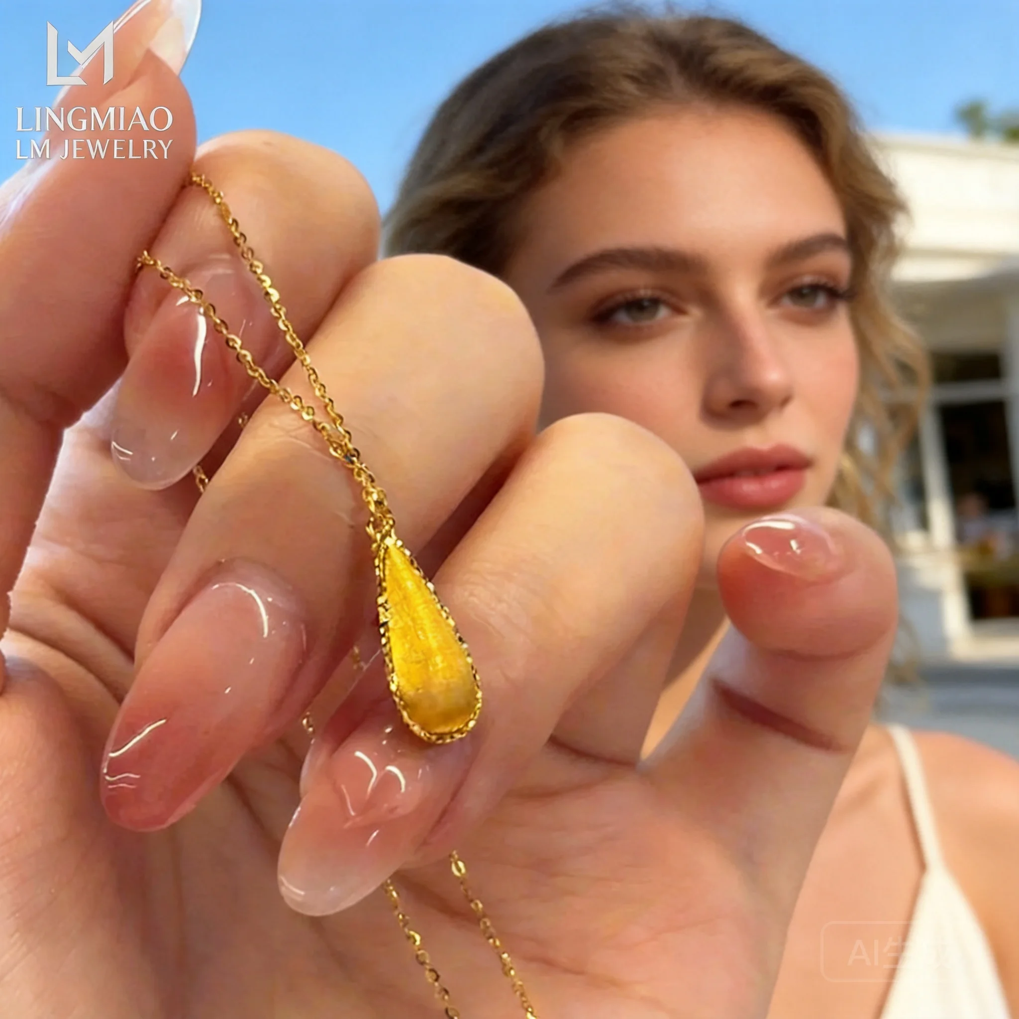 

Sand Gold 999 Brushed Teardrop Clavicle Necklace 2026 Chinese Style Retro Jewelry For Women Daily Wear Birthday Anniversary Vale
