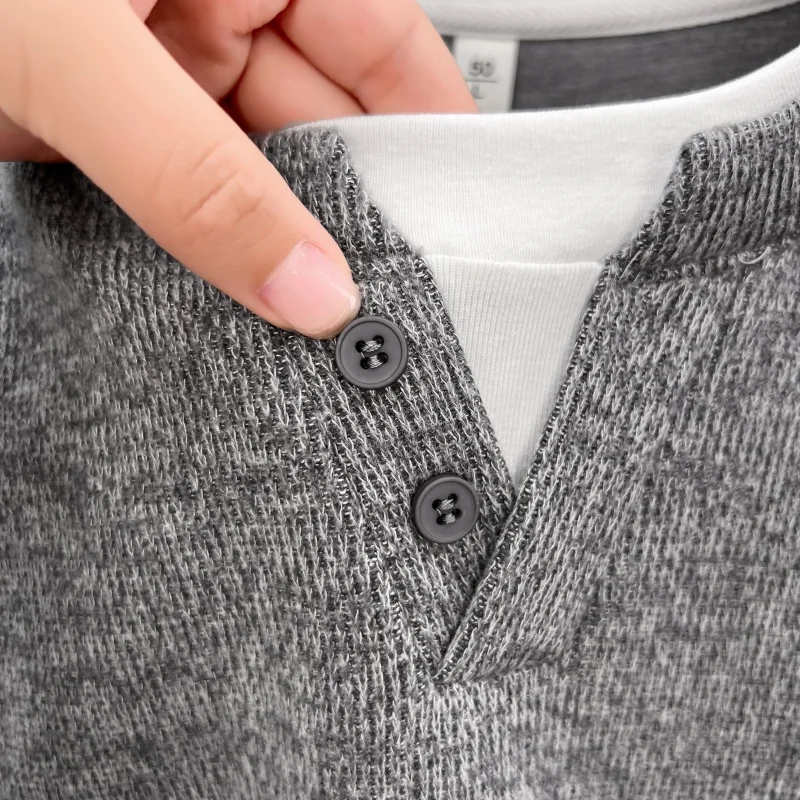 Herren-Designer-Marken-T-Shirt mit Stickerei-Print, Herbst-Neuheit, Komfort-O-Ausschnitt, Langarm, Einfarbig, Top-Trend, Exquisite Herrenbekleidung – Detail 9