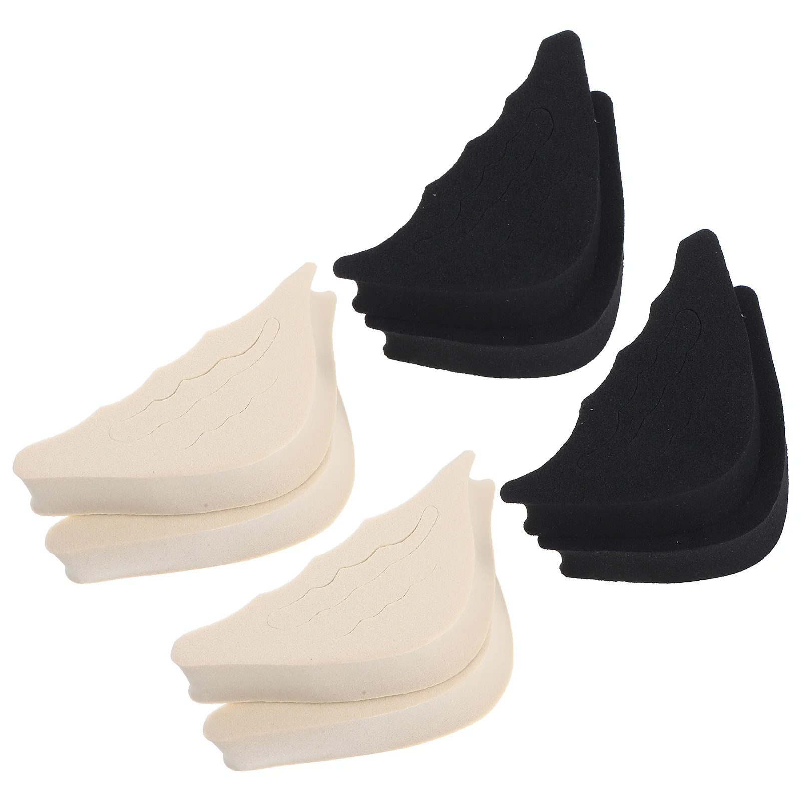 

4 Pairs Toe Shoe Inserts Insoles Anti Drop Heel Cushion Eva Fillers Black Beige 2 Each Thick Heel Pads Reduce Buffer