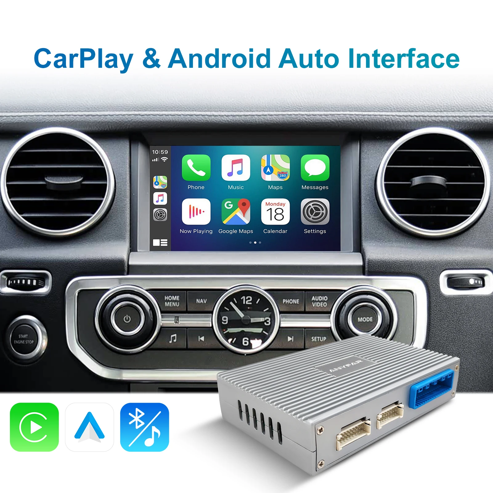 صندوق فك ترقية شاشة CarPlay اللاسلكية لسيارة لاندر روفر جاكوار رينجر روفر إيفوك ديسكفري 4 XE XF Ftype 2012-2016 #2