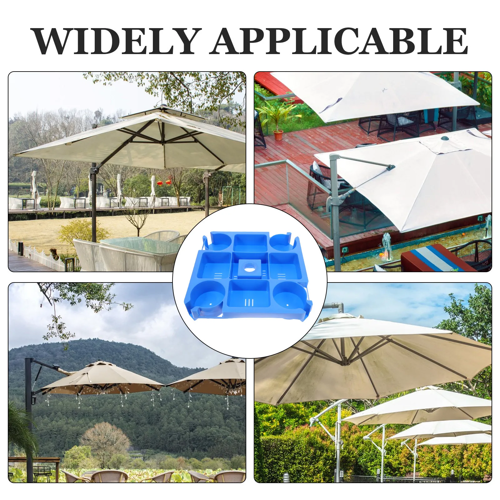 1Set Outdoor Drink Holder Cup Tray Multi Functional Beach Umbrella Table Tray Easy Install Portable Snack Sunglasses Phone Slots