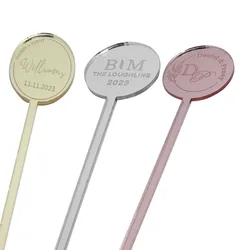 15/30/100pcs Personalized Acrylic Drink Stirrers Engraved Cocktail Drink Sticks Stir Stirrer Swizzle Monogram Baby Wedding Favor