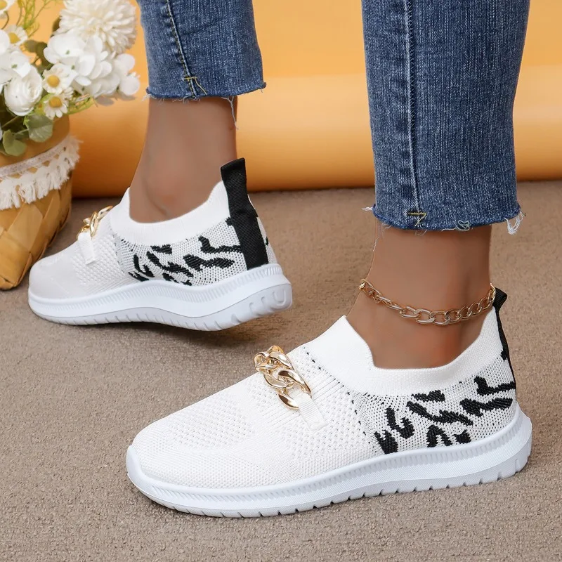 2024 New Summer Fashion Walking Women\'s Flat Shoes Metal Decorative Mesh Comfortable Breathable Casual Sports Shoes NO:026