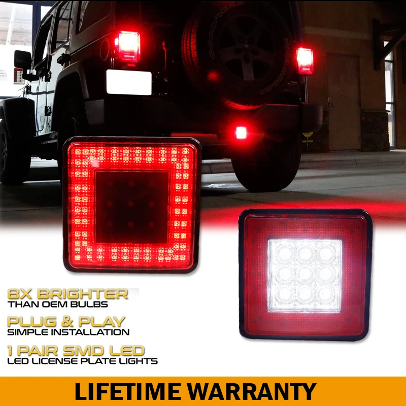 Red & White LED Towing Hitch Cover Tail/Brake,Backup Reverse Light For pickup trucks SUV Jeep w/ Class III 2