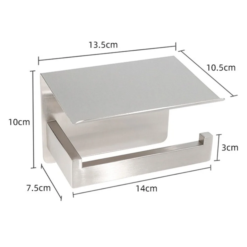 

Wall Mount Toilet Paper Holder Stainless Steel Self Adhesive Cell Phone Holder Space Saving Toilet Paper Rack Bathroom Use