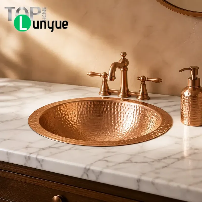 Solid Copper Countertop Basin Bathroom Sink Durable Metal Washbasin for Modern Home Hotel Vanity Top Factory Price Bulk Order